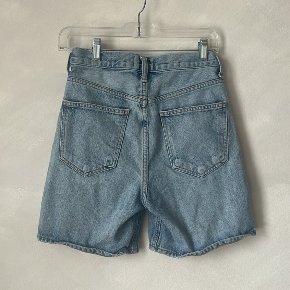 Agolde criss cross jean shorts size 23 revolve aritzia button fly long jorts - Picture 6 of 9
